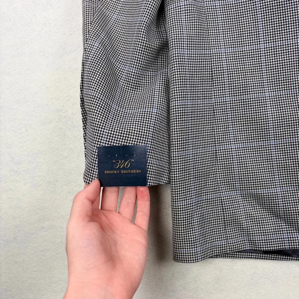 NWT! Brooks Brothers 346 Mens 40R Wool Houndstooth Blue Windowpane Sport Coat
